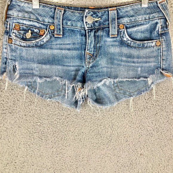 True Religion Pants - True Religion Daisy Dukes Booty Denim Cut Off Shorts Size 27 Y2k Womens